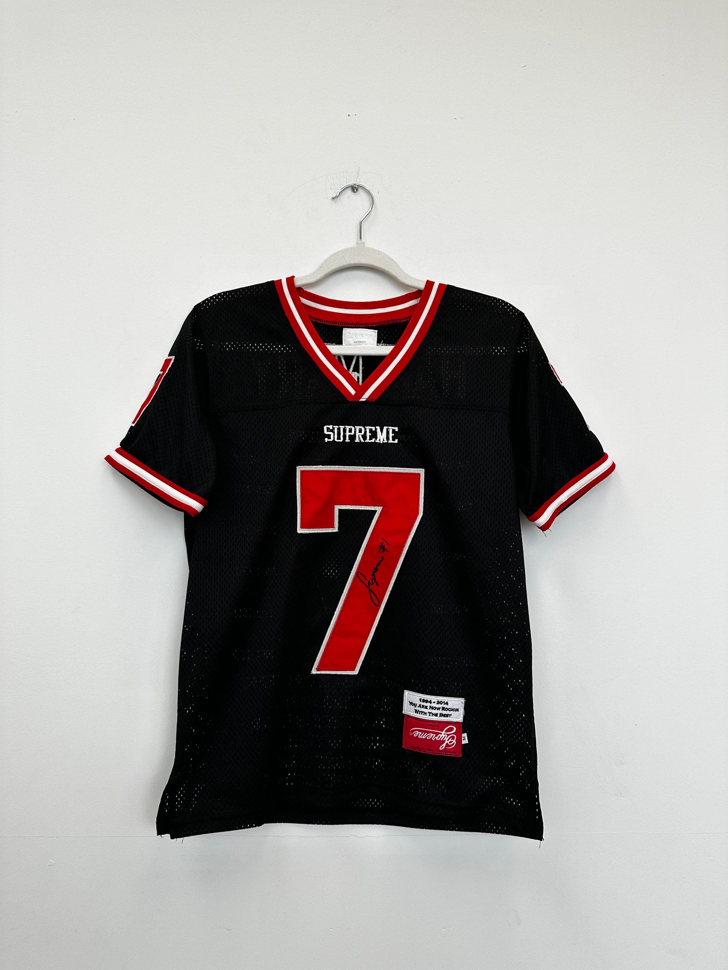 Supreme SS14 Hail Mary Black Full Embroidered Men's Football Jersey