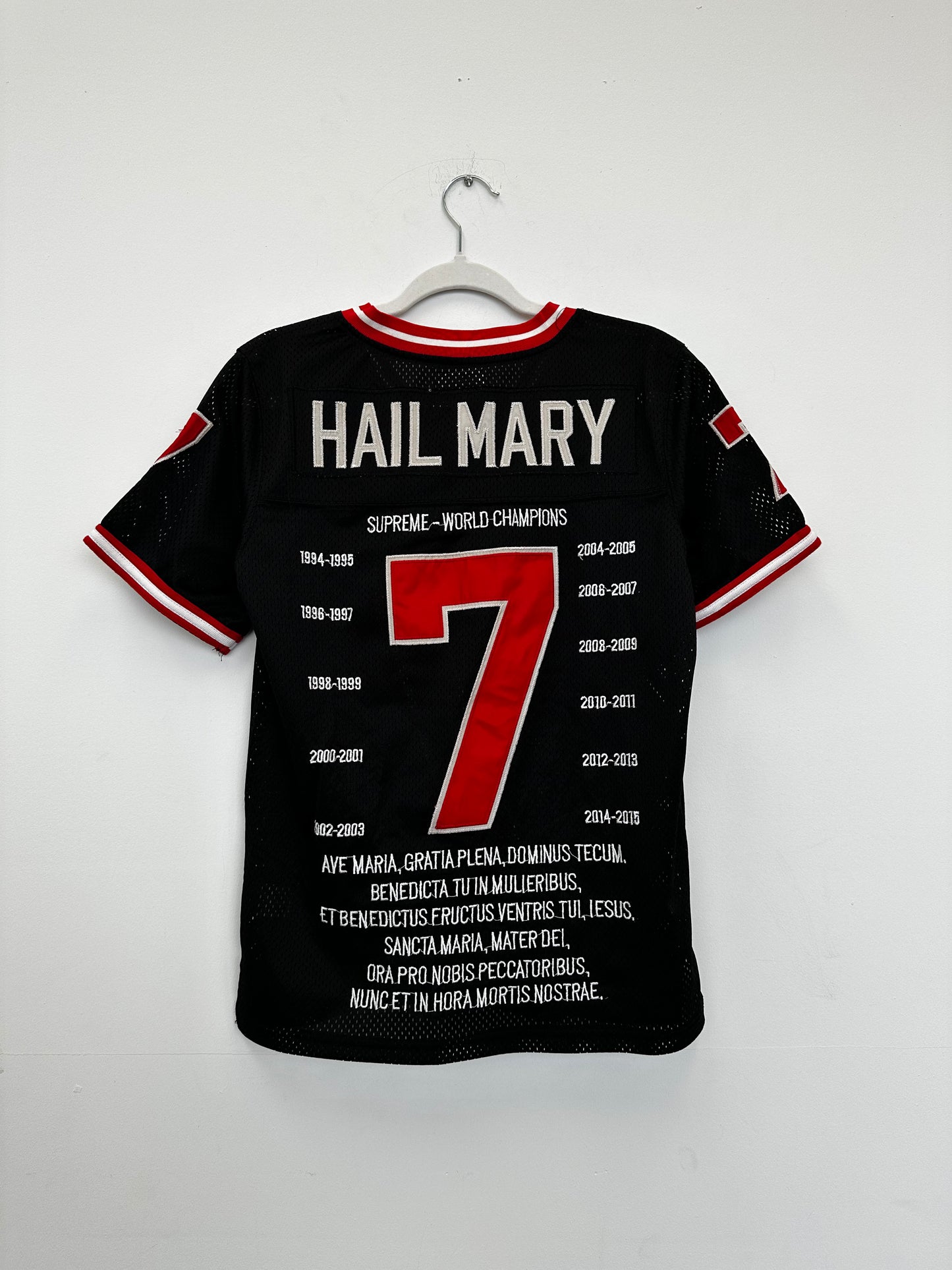 Supreme SS14 Hail Mary Black Full Embroidered Men's Football Jersey