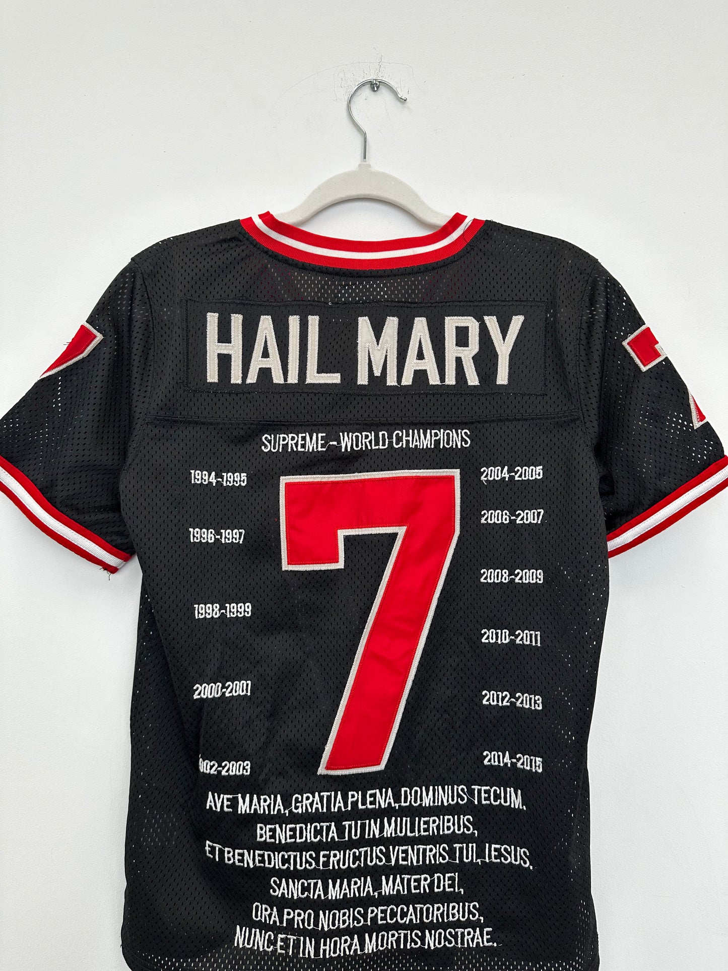 Supreme SS14 Hail Mary Black Full Embroidered Men's Football Jersey