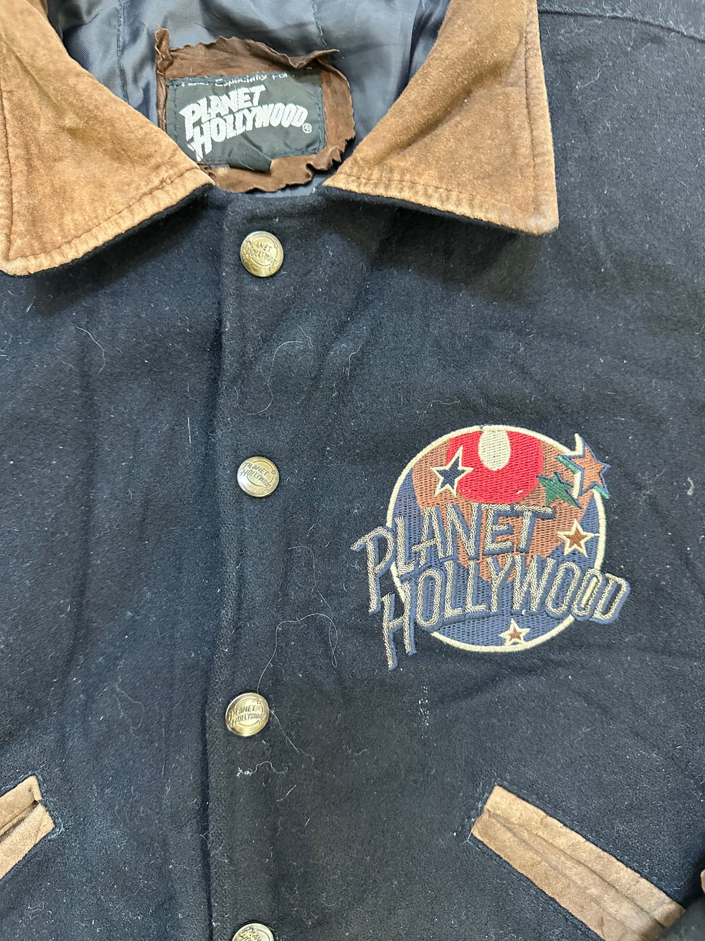 Vintage Planet Hollywood Jakarta Suede Bomber Jacket